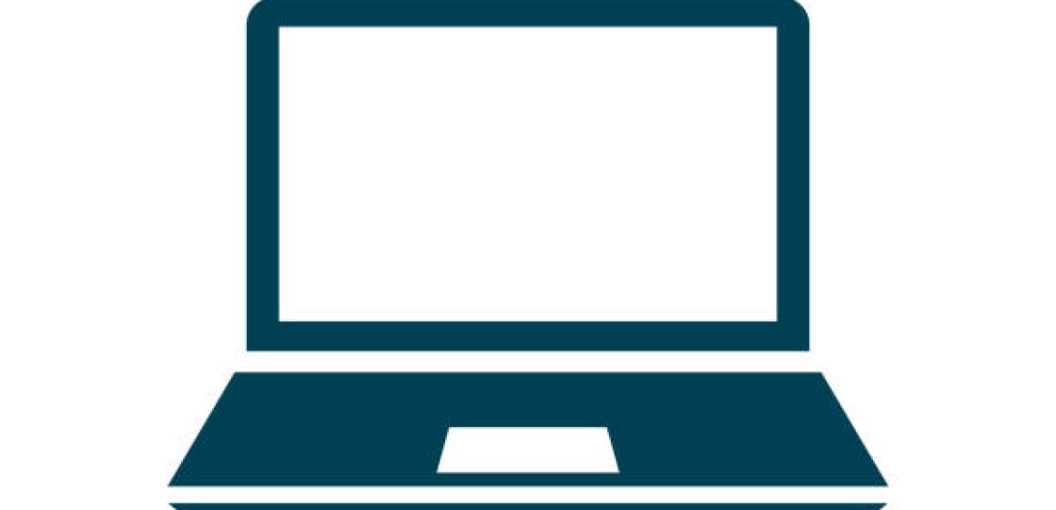 Laptop device icon, office appliances - stock vector